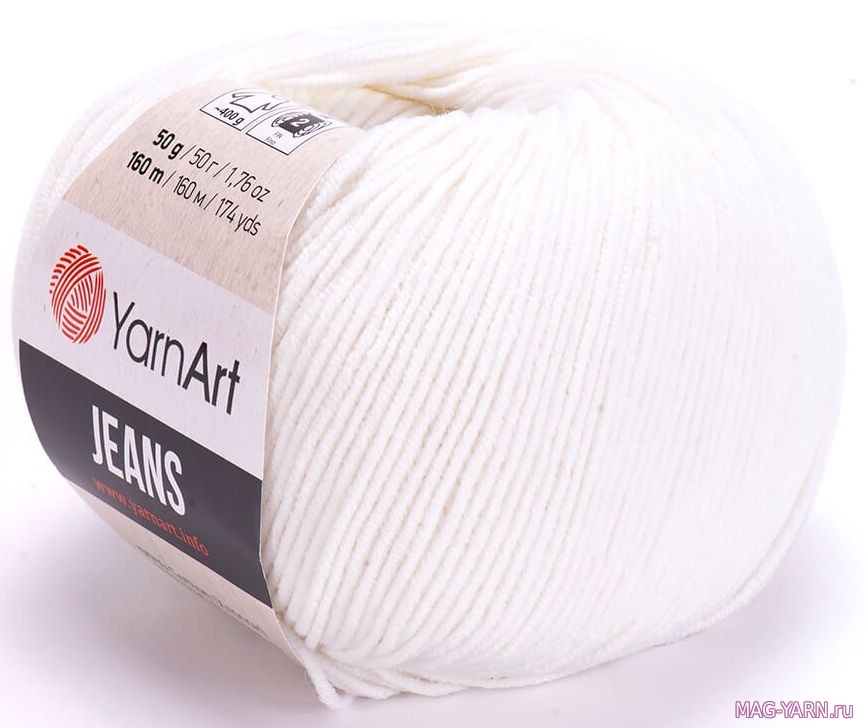 YarnArt купить пряжа Джинс (Jeans Yarnart) цвет 01 белый