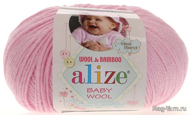 Alize купить пряжа Бэби шерсть, вул (Baby Wool) цвет 185 светло-розовый